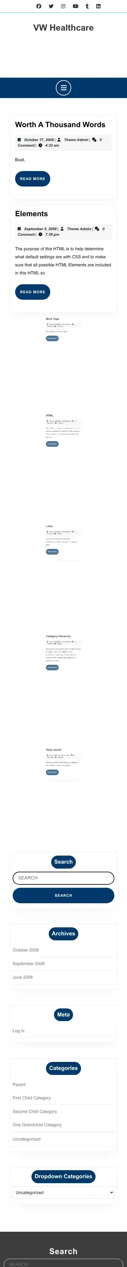 VW Healthcare home page on mobile