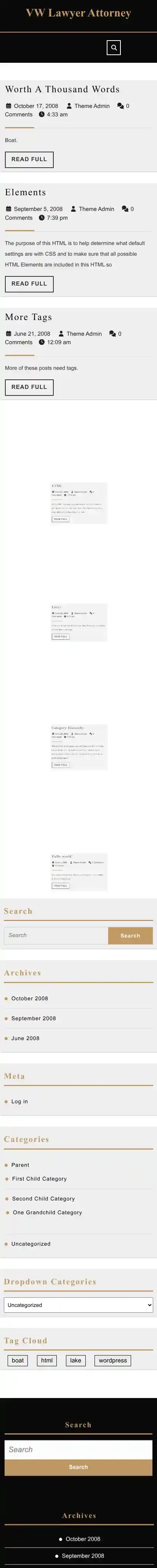 VW Lawyer Attorney home page on mobile