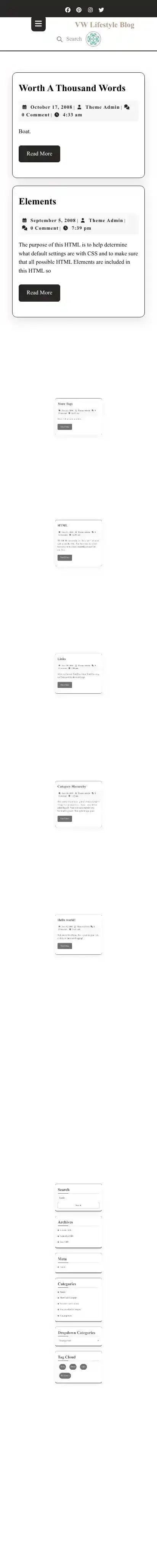 VW Lifestyle Blog home page on mobile