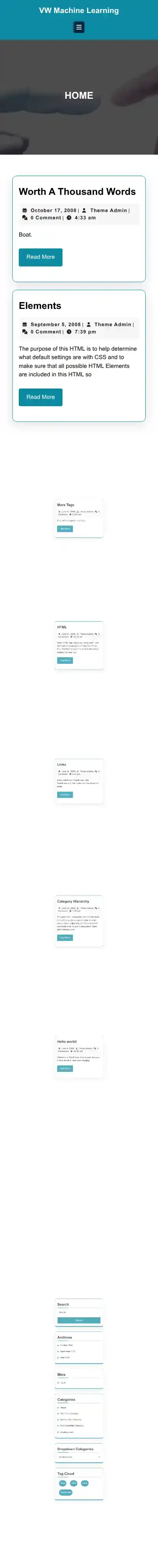 VW Machine Learning home page on mobile