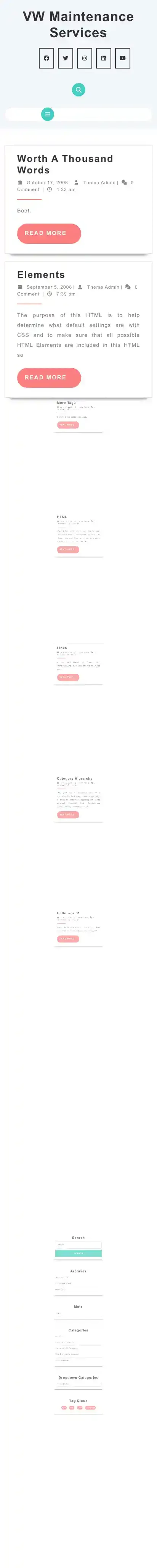 VW Maintenance Services home page on mobile