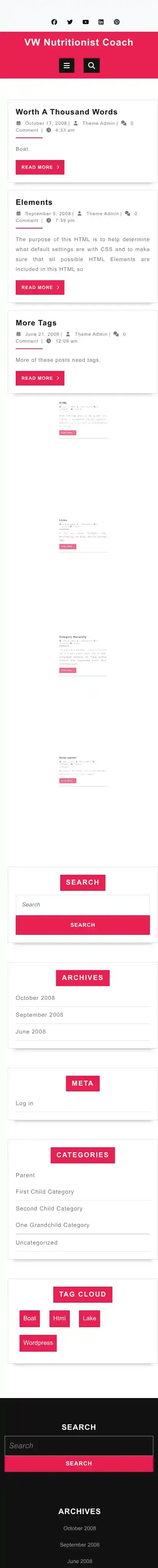 VW Nutritionist Coach home page on mobile