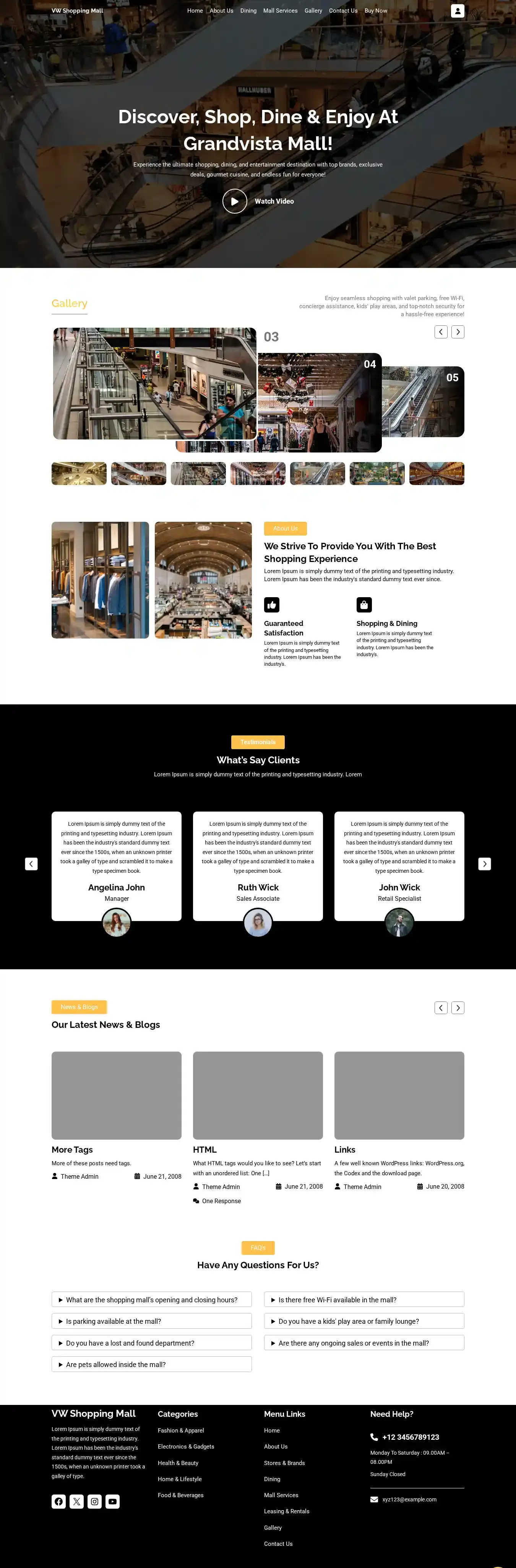 VW Shopping Mall home page on desktop