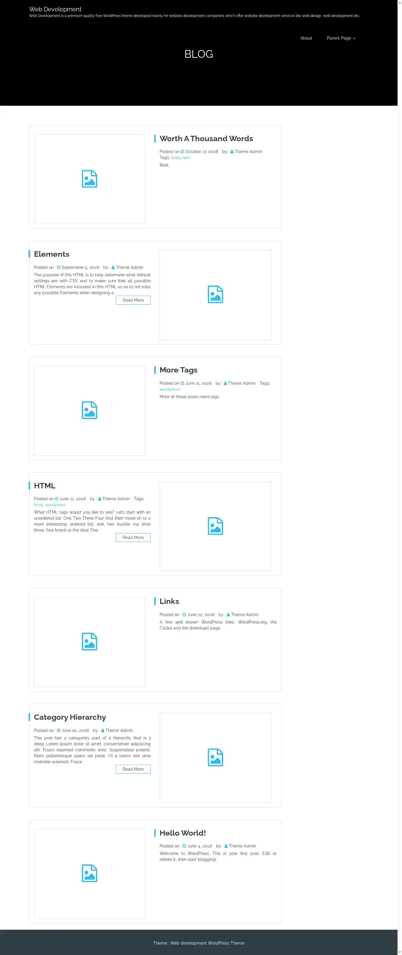 Web Development home page on desktop