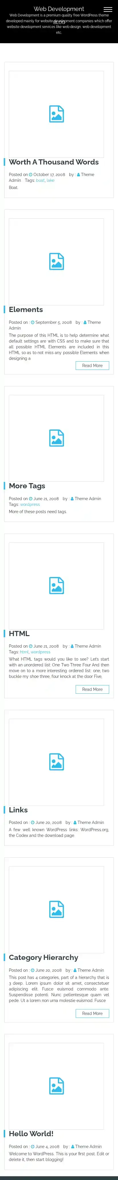 Web Development home page on mobile