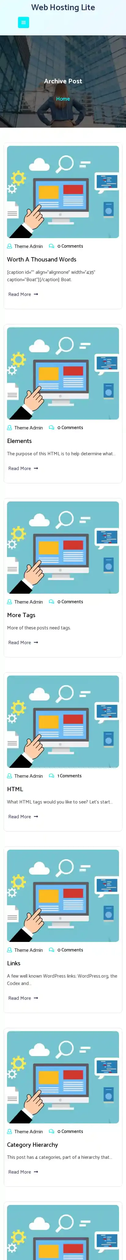 Web Hosting Lite home page on mobile