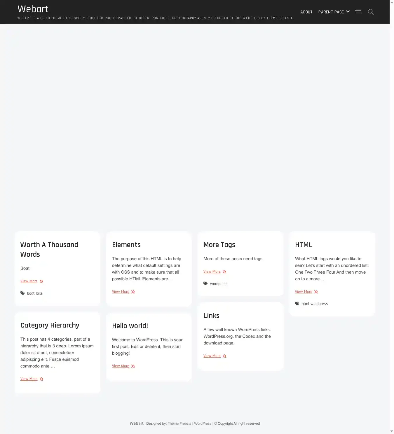 Webart home page on desktop