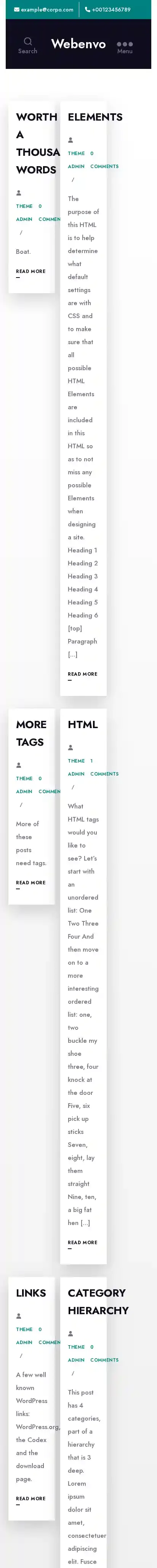 Webenvo home page on mobile