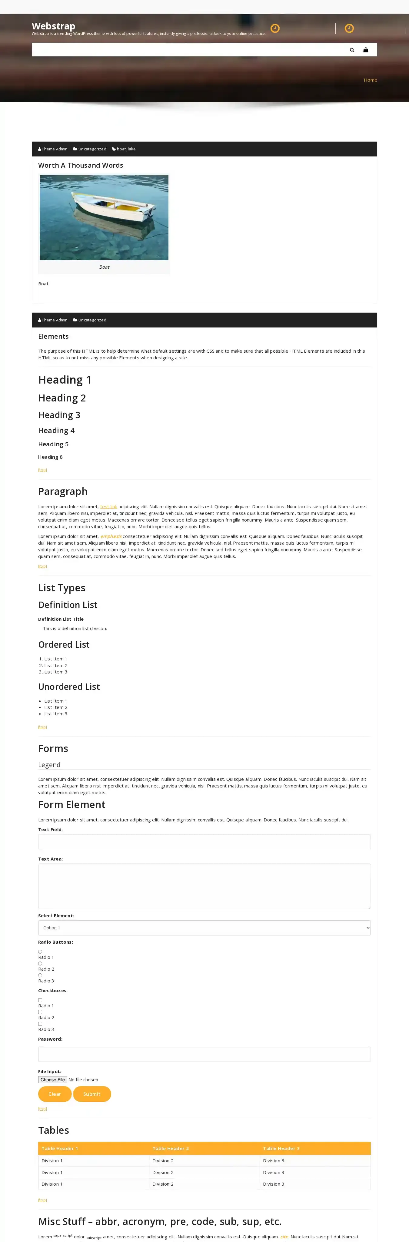 Webstrap home page on desktop
