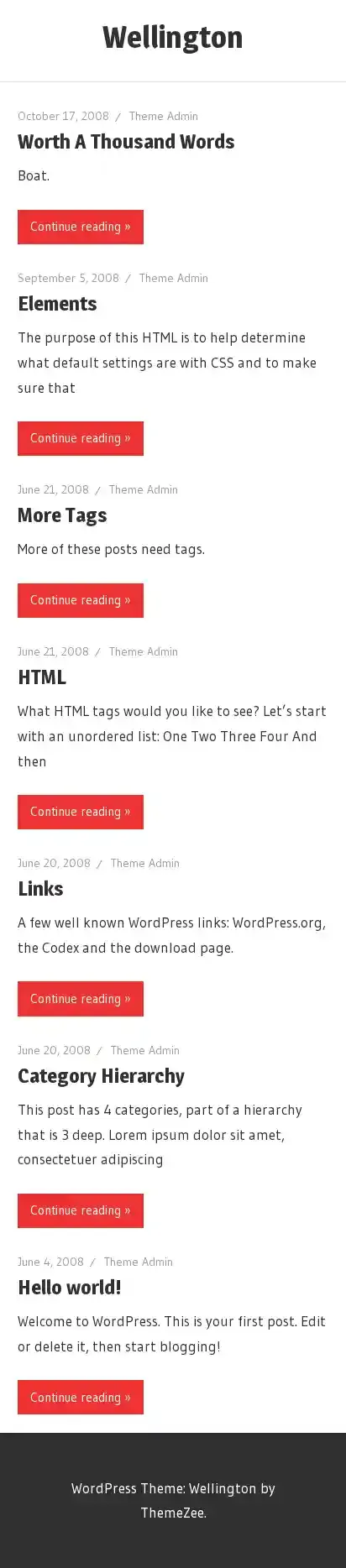 Wellington home page on mobile