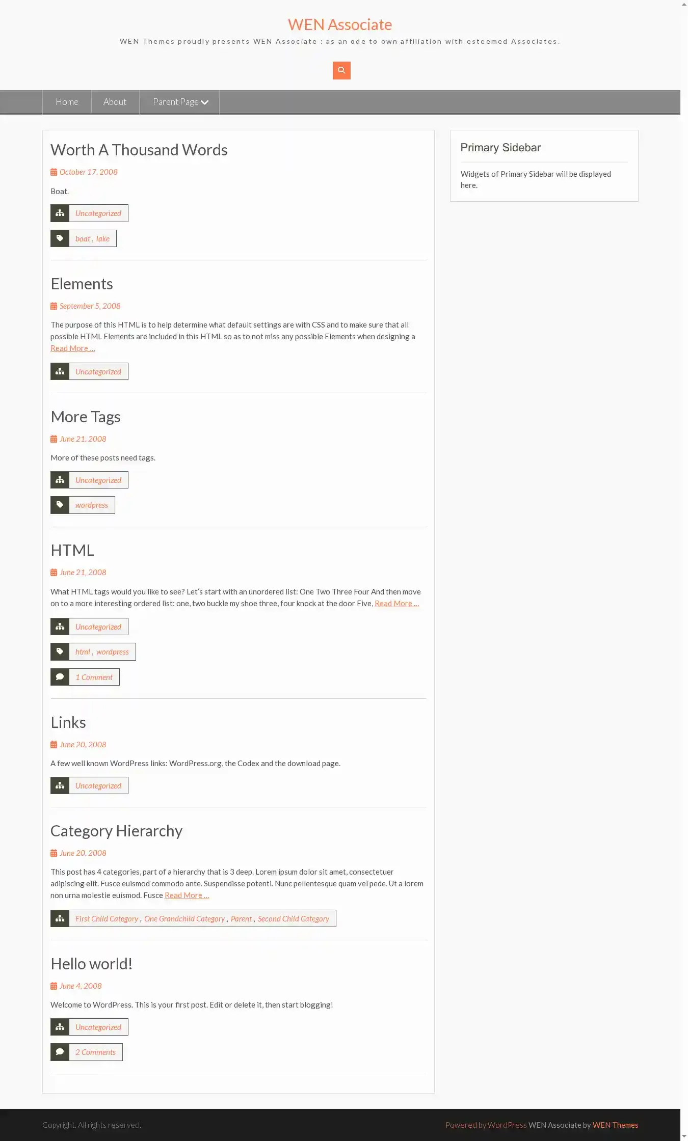 WEN Associate home page on desktop