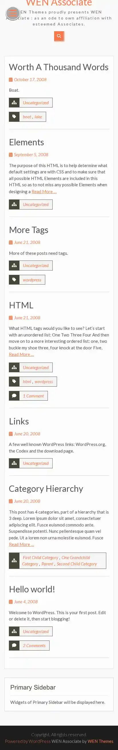 WEN Associate home page on mobile
