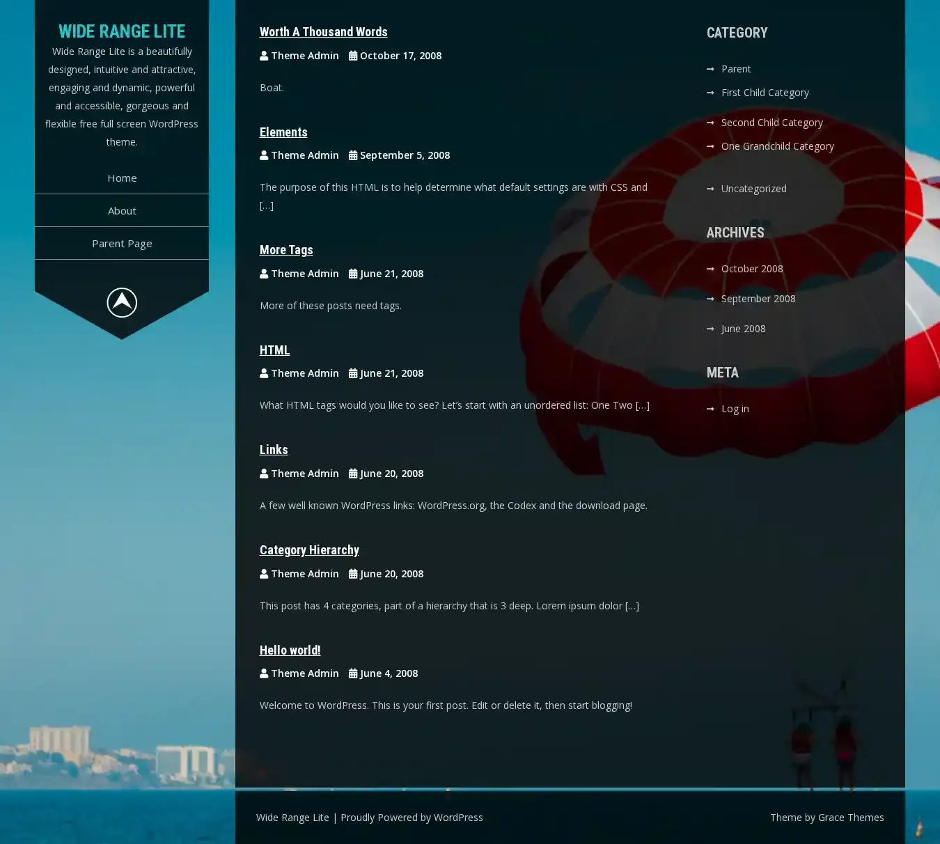 Wide Range Lite home page on desktop