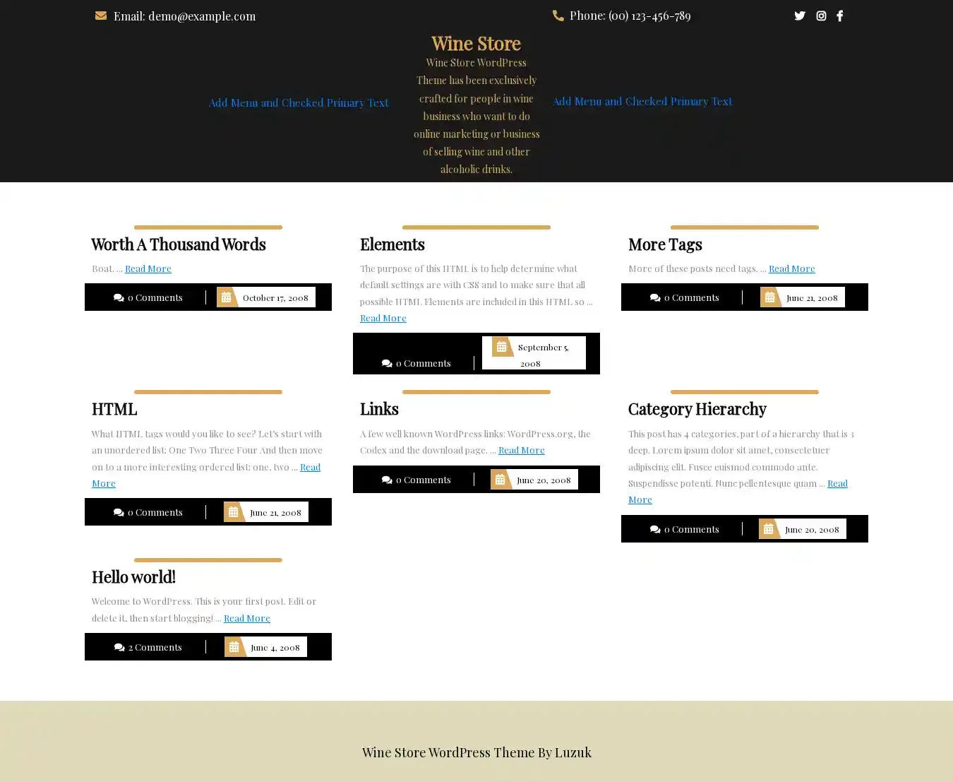 Wine Store home page on desktop