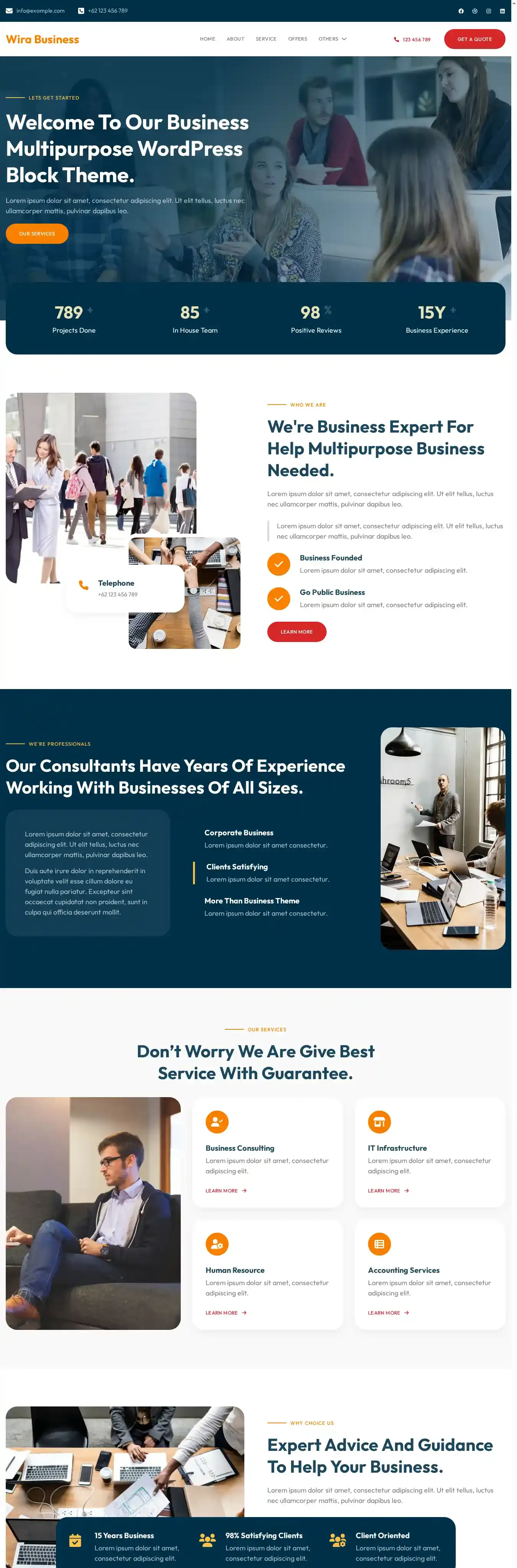 Wira Business home page on desktop