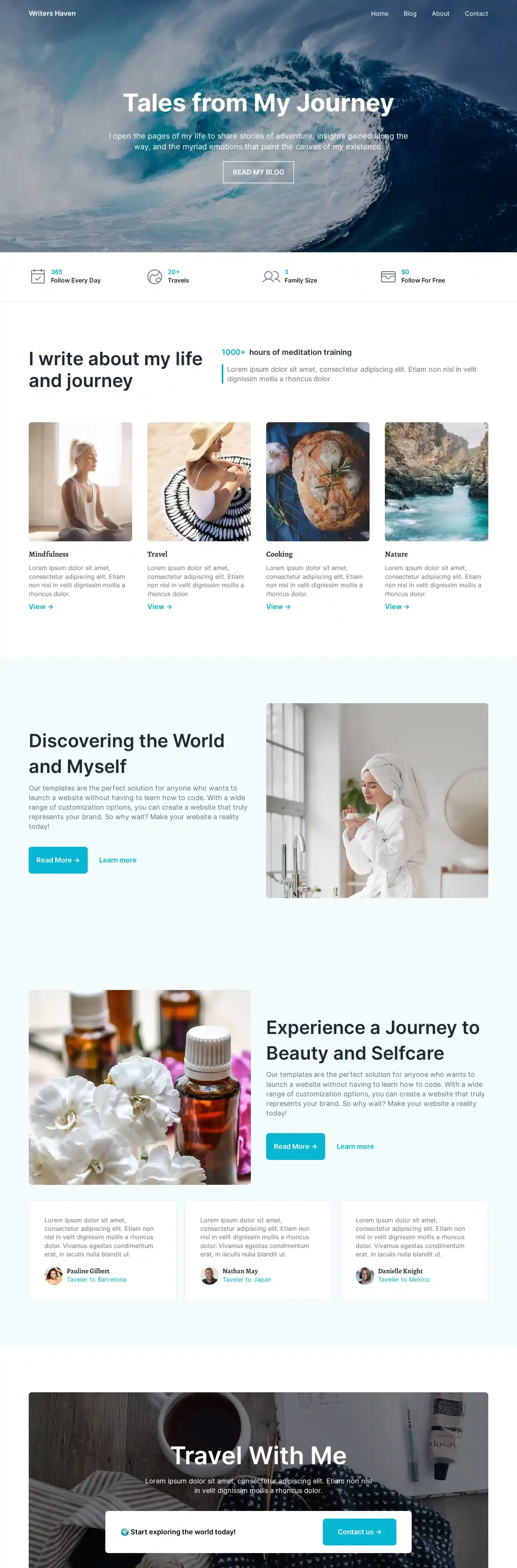 Writers Haven home page on desktop