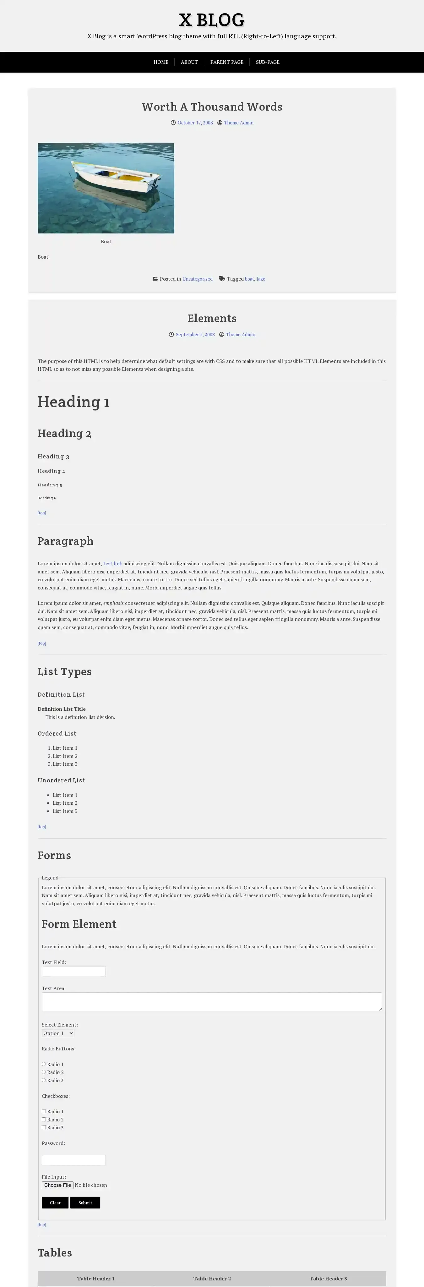 X Blog home page on desktop