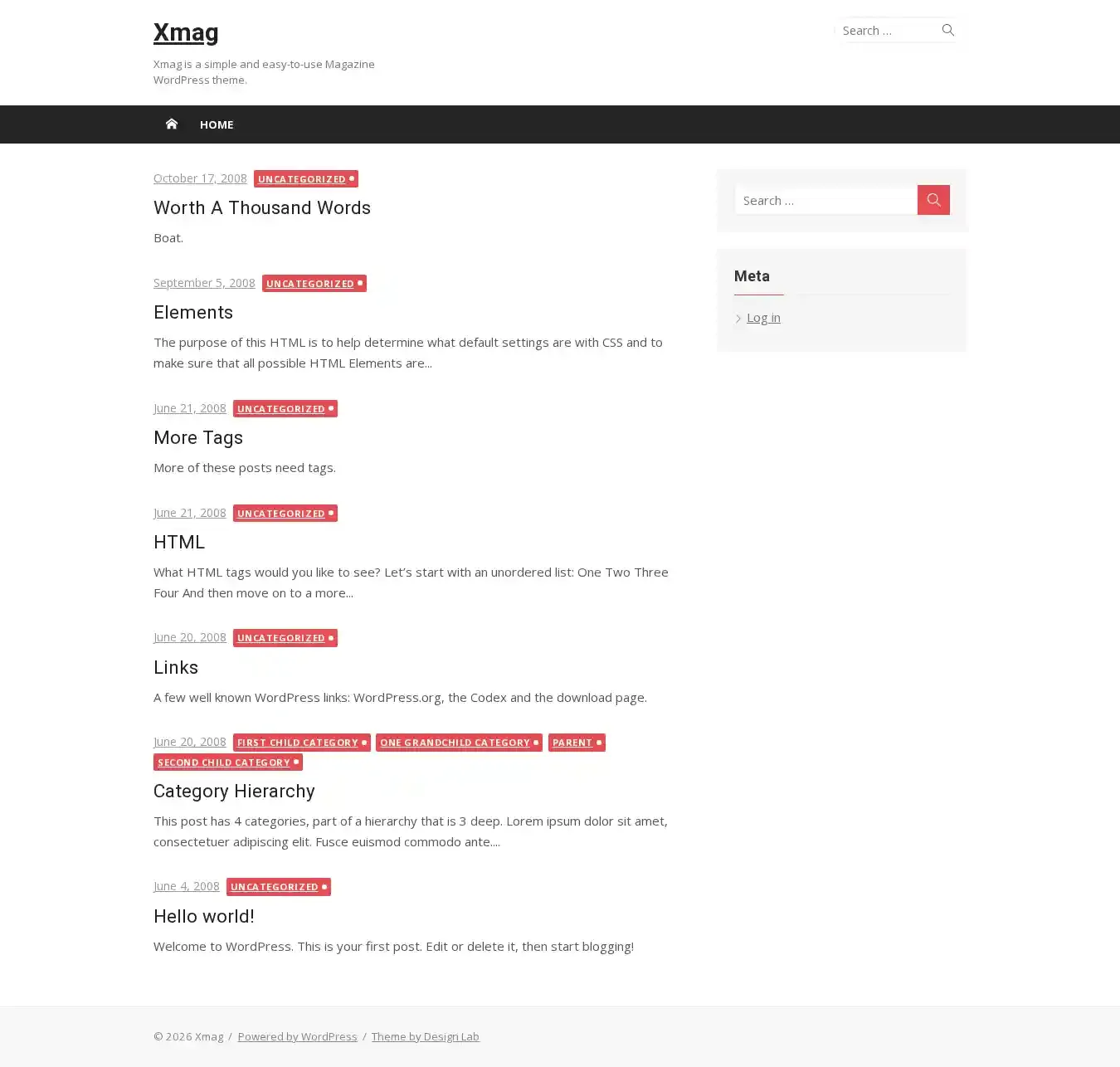 Xmag home page on desktop