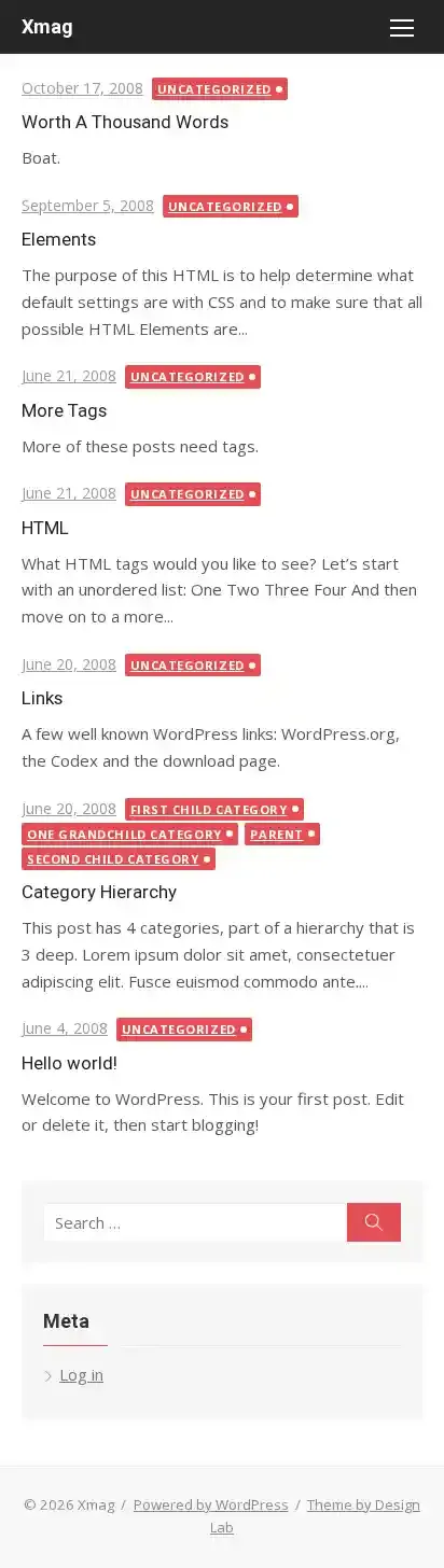 Xmag home page on mobile