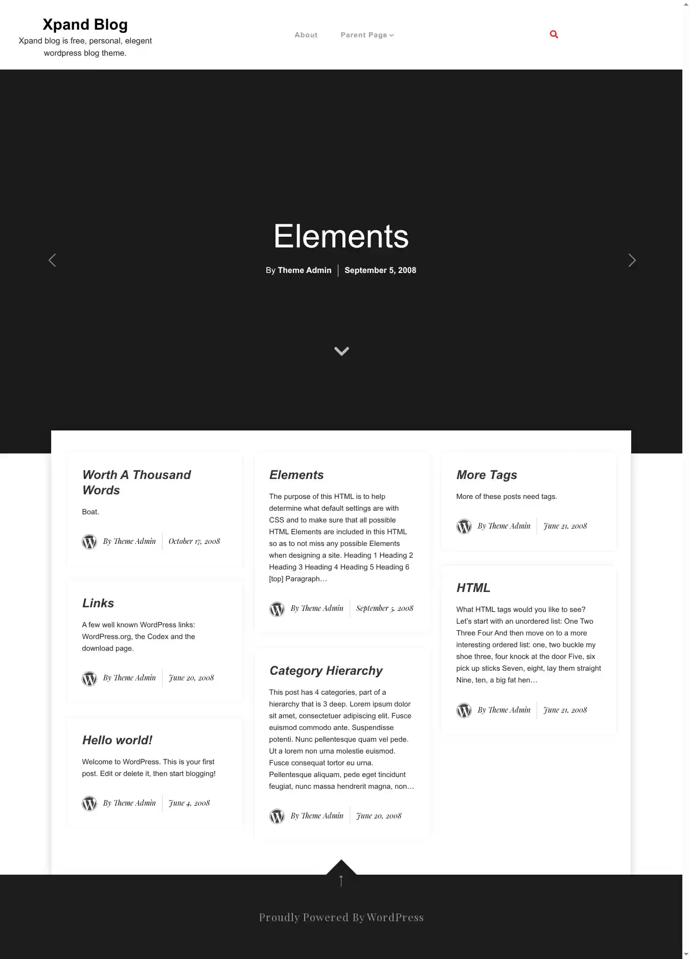 Xpand Blog home page on desktop