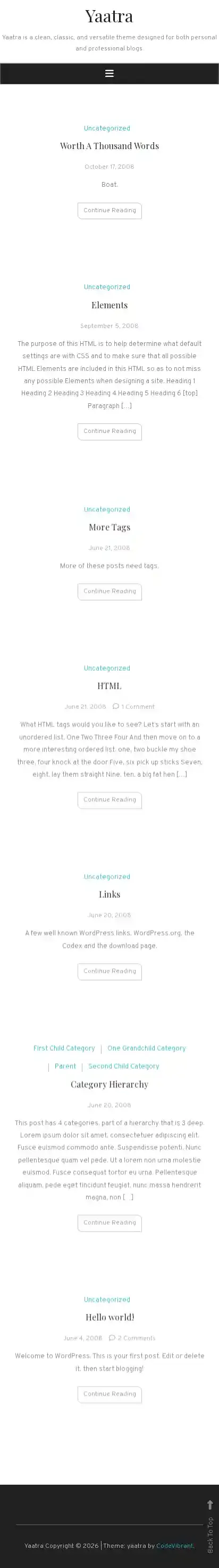 Yaatra home page on mobile