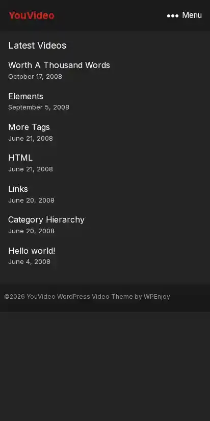 YouVideo home page on mobile