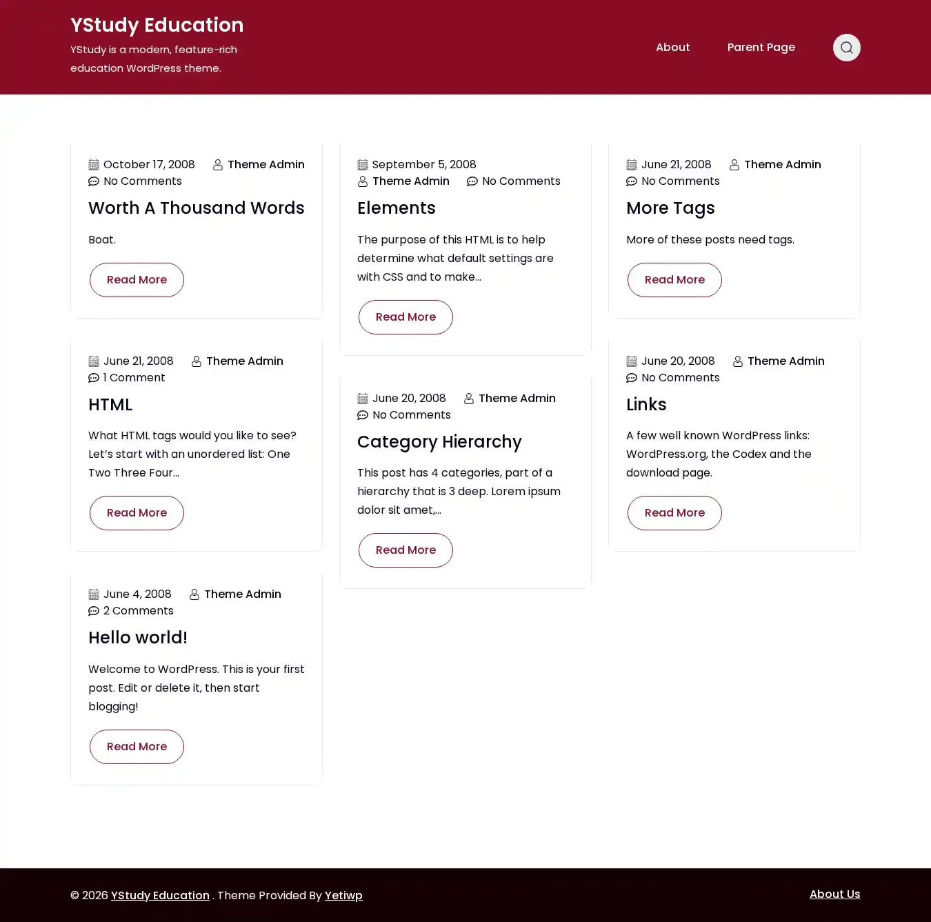 YStudy Education home page on desktop