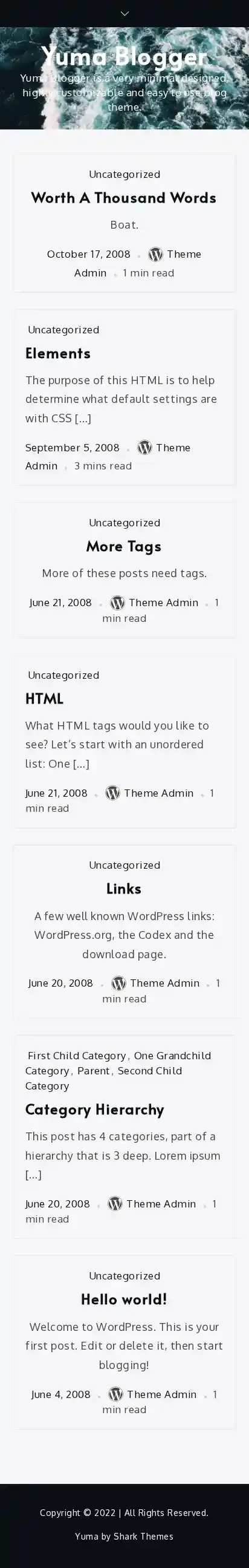Yuma Blogger home page on mobile