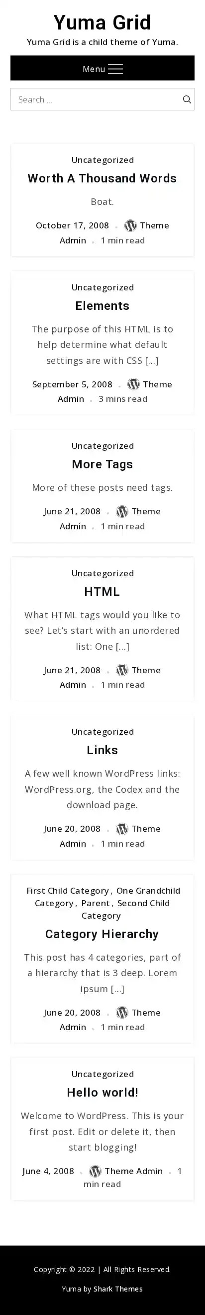 Yuma Grid home page on mobile