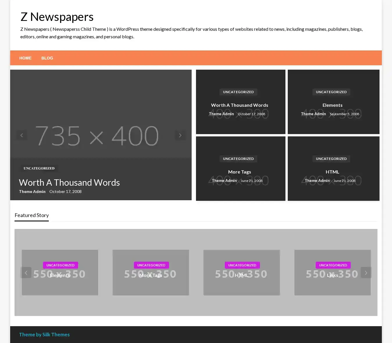 Z Newspapers home page on desktop