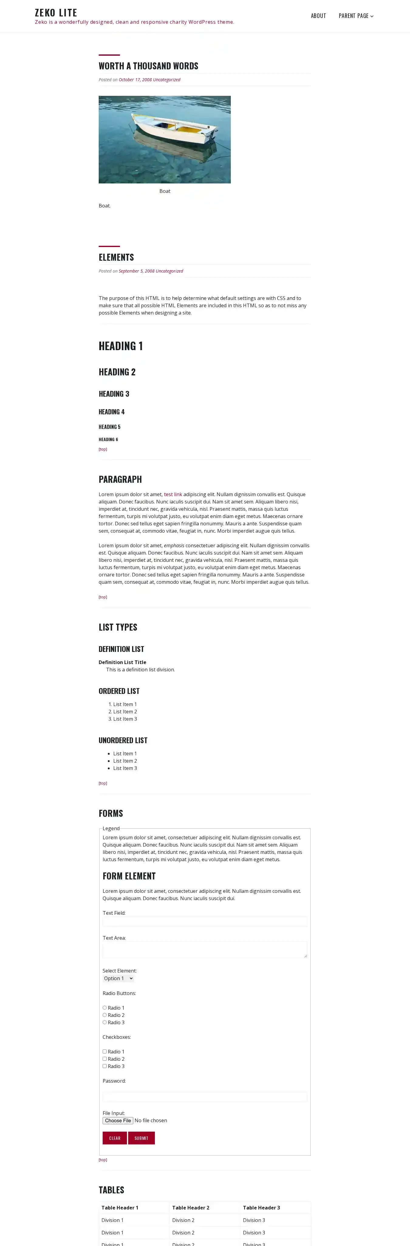 Zeko Lite home page on desktop
