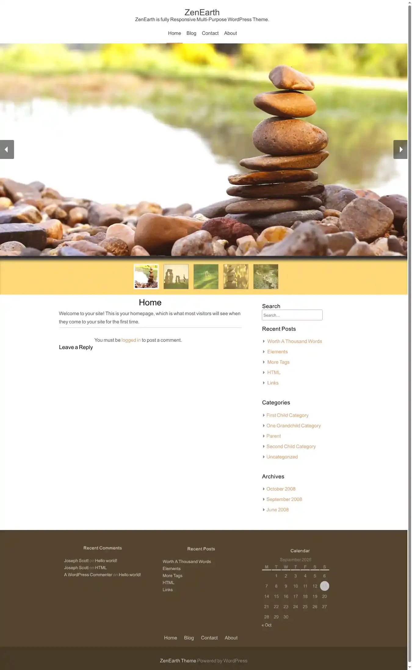 ZenEarth home page on desktop