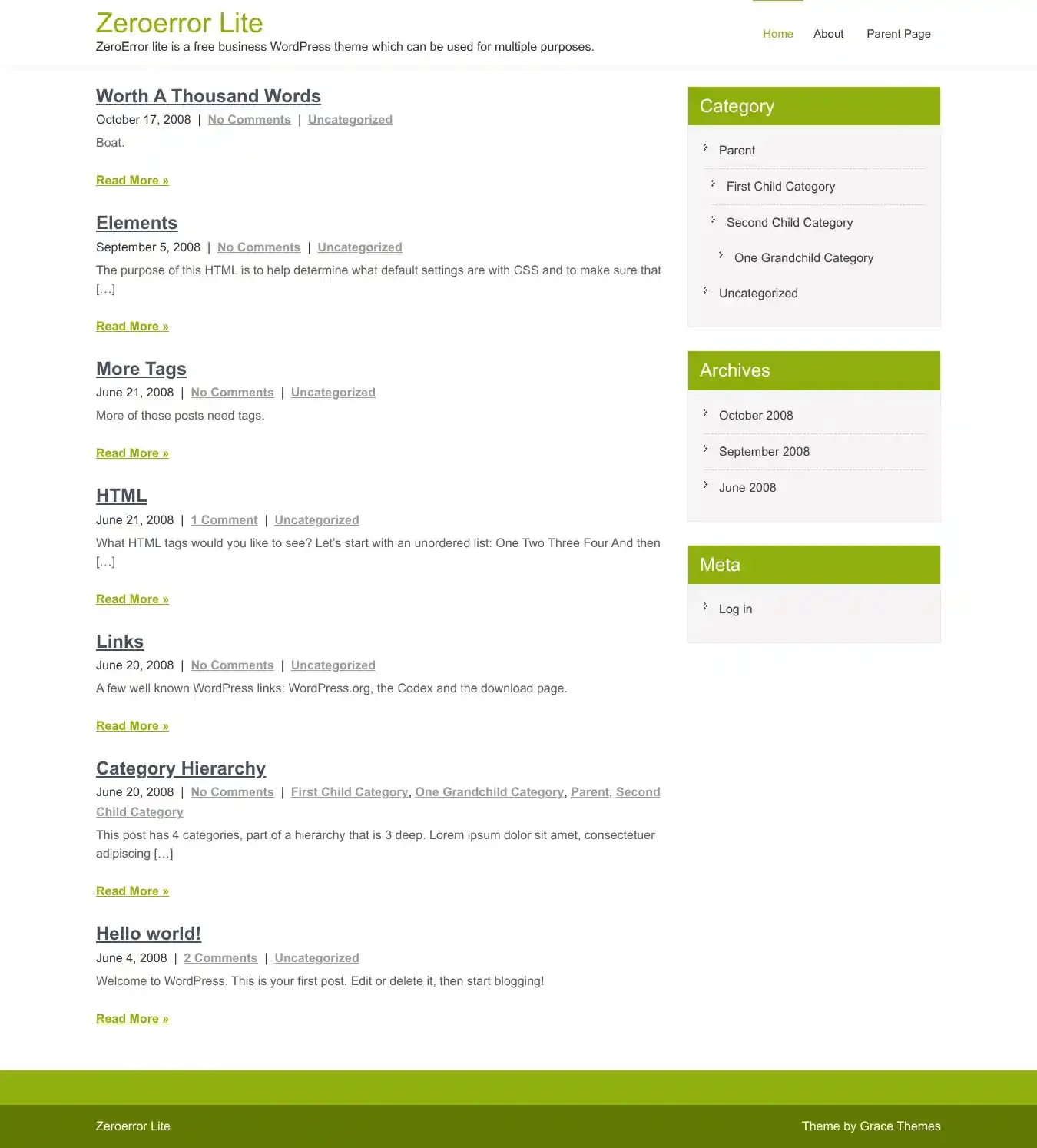Zeroerror Lite home page on desktop
