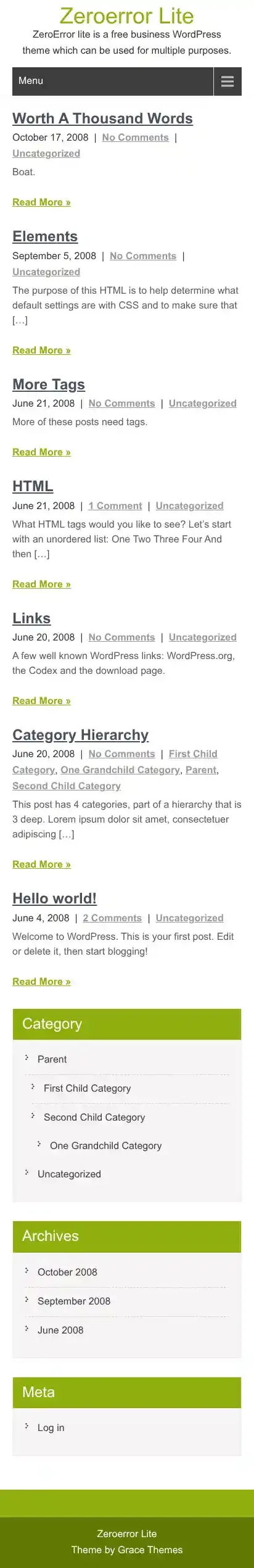 Zeroerror Lite home page on mobile