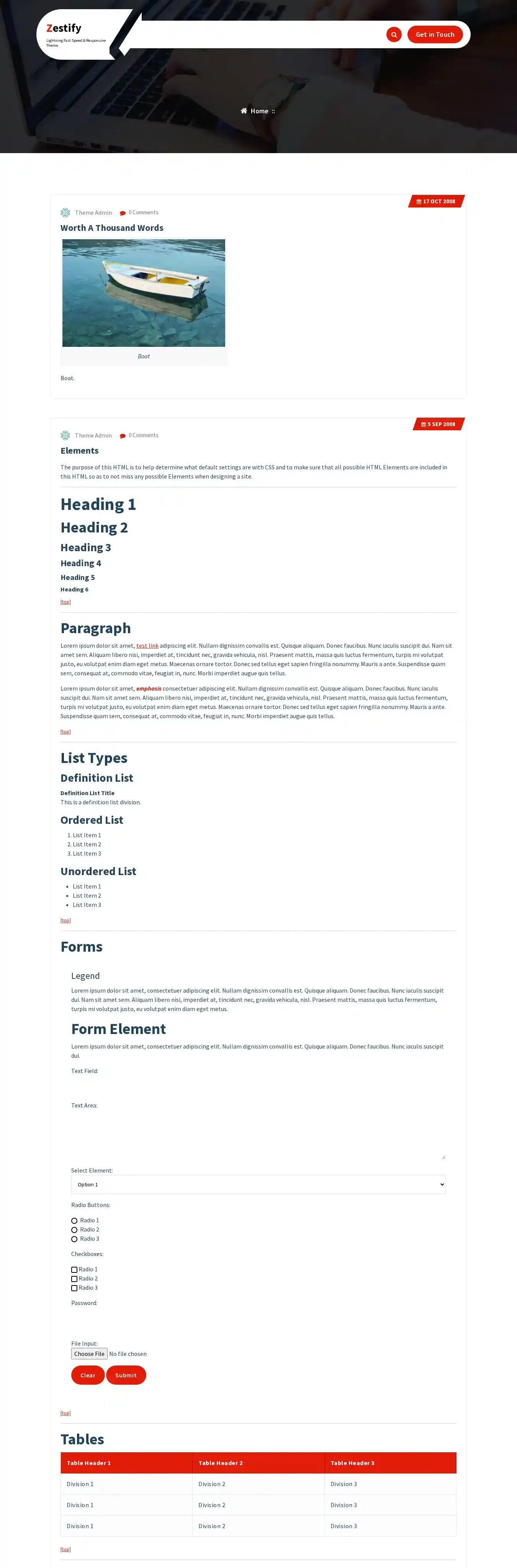 Zestify home page on desktop